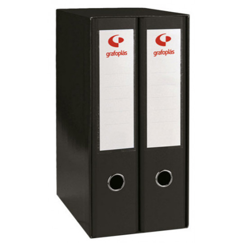 Box con 2 archivadores de palanca grafoplas grafcolor folio, lomo 75 mm. negro