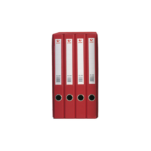 Box con 4 carpetas de 2 anillas mixtas de 25 mm. grafoplas grafcolor folio, rojo