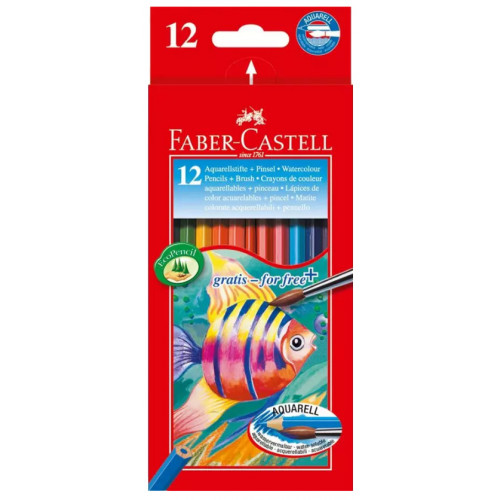 Lápiz de color acuarelable faber-castell classic colour, colores surtidos, estuche de 12 uds.