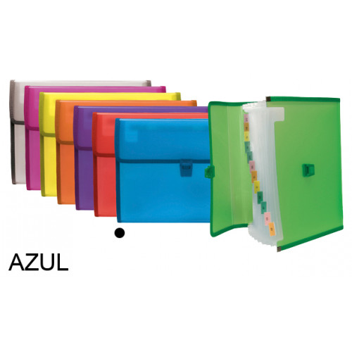 Carpeta clasificadora con fuelle grafoplas blackline folio, 13 departamentos, cierre con broche, azul
