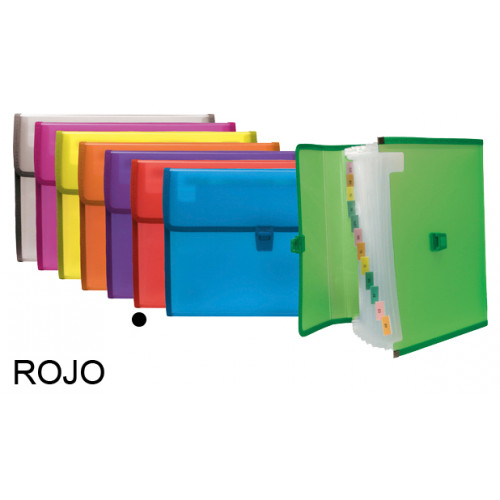 Carpeta clasificadora con fuelle grafoplas colorgraf folio, 13 departamentos, cierre con broche, rojo