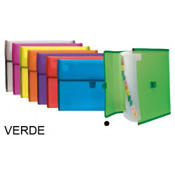 Carpeta clasificadora con fuelle grafoplas colorgraf folio, 13 departamentos, cierre con broche, verde