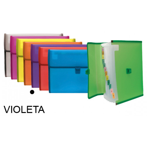 Carpeta clasificadora con fuelle grafoplas blackline folio, 13 departamentos, cierre con broche, violeta