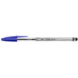 Bolígrafo bic cristal stylus azul.