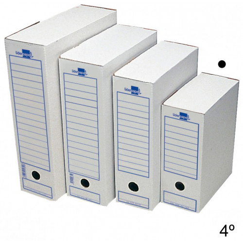 Caja de archivo definitivo liderpapel 4º, cartón ondulado blanco