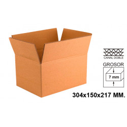 Caja para embalar - americana, canal doble de 7 mm. q-connect, 304x150x217 mm. marrón