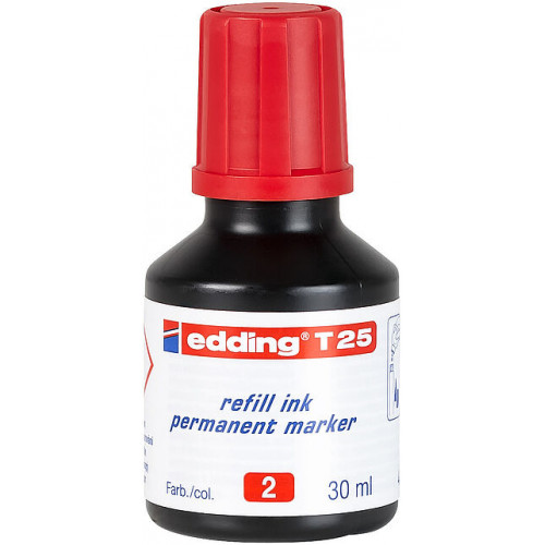 Tinta de recarga edding t 25, 30 ml. rojo