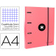 Carpeta de 4 anillas redondas de 40 mm. con solapa y cierre de goma elástica antartik, din a4, coral