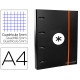 Carpeta de 4 anillas redondas de 40 mm. con solapa y cierre de goma elástica liderpapel antartik, din a4, negro