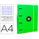 Carpeta de 4 anillas redondas de 40 mm. con solapa y cierre de goma elástica liderpapel antartik, din a4, verde flúor