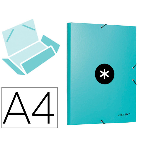 Carpeta de gomas con 3 solapas en cartón forrado antartik, din a4, menta