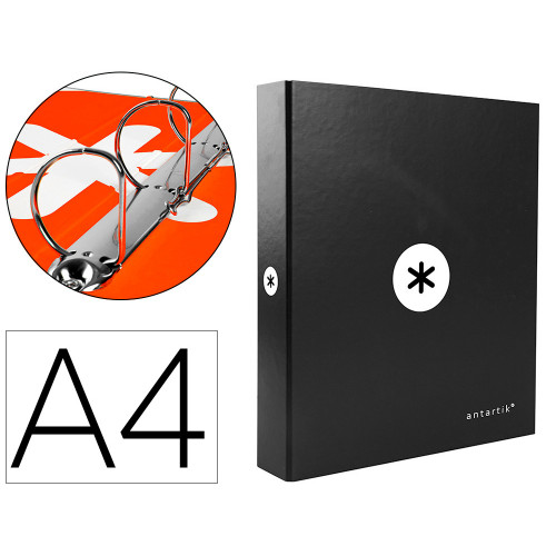 Carpeta de 4 anillas mixtas de 40 mm. antartik, din a4, negro