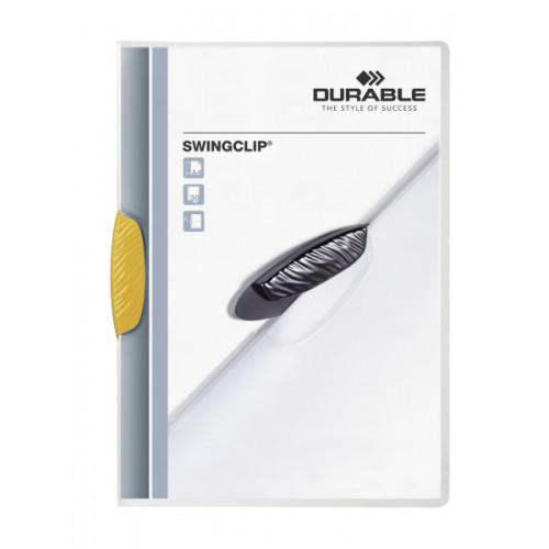 Dossier en pvc con pinza de plástico durable swingclip 30, din a4, amarillo