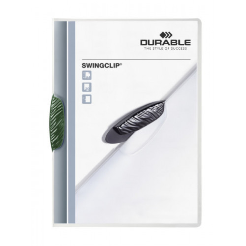 Dossier en pvc con pinza de plástico durable swingclip 30, din a4, verde