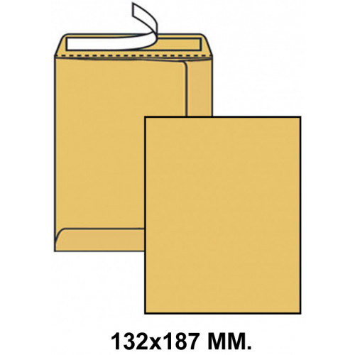 Bolsa con tira de silicona liderpapel en formato 132x187 mm. kraft, 80 grs/m². color marrón.