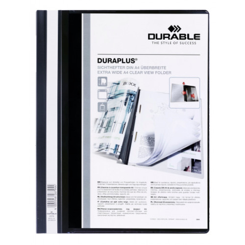 Dossier personalizable en pvc con fástener metálico plastificado durable duraplus din a4, negro