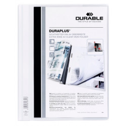 Dossier personalizable en pvc con fástener metálico plastificado durable duraplus din a4, blanco