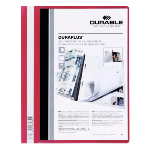 Dossier personalizable en pvc con fástener metálico plastificado durable duraplus din a4, rojo
