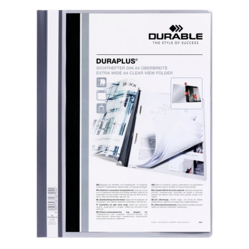 Dossier personalizable en pvc con fástener metálico plastificado durable duraplus din a4, gris