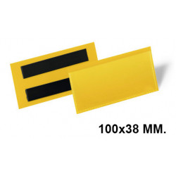 Funda magnética durable 100x38 mm. amarillo, pack de 50 uds.