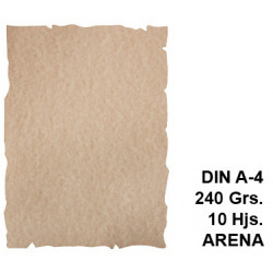 Papel pergamino con bordes troquelados liderpapel din a4, 240 grs/m². arena, paquete de 10 hojas