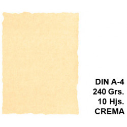 Papel pergamino con bordes troquelados liderpapel din a4, 240 grs/m². crema, paquete de 10 hojas
