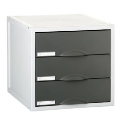 Módulo archivo 2000 archisystem, 356x316x303 mm. 3 cajones de 82 mm. gris/grafito