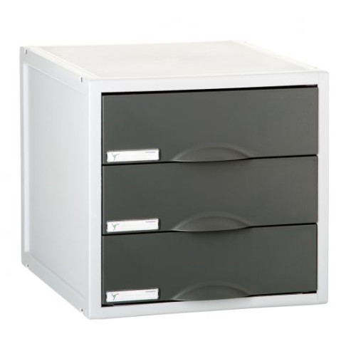 Módulo archivo 2000 archisystem, 356x316x303 mm. 3 cajones de 82 mm. gris/grafito