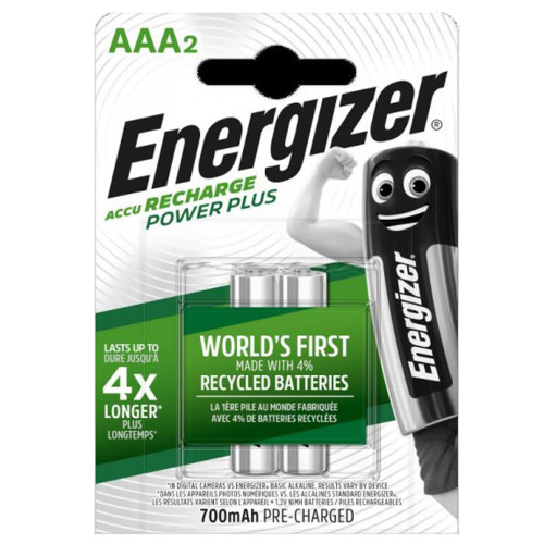 Pila recargable energizer hr03 AAA power plus 700 mAh, blíster de 2 uds.