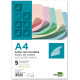 Papel liderpapel color, din a4, 80 grs/m². 5 colores surtidos, paquete de 500 hojas