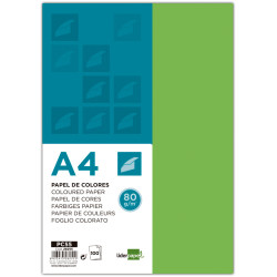Papel liderpapel color, din a4, 80 grs/m². verde, paquete de 100 hojas