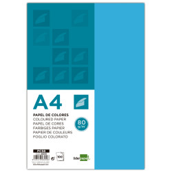 Papel liderpapel color, din a4, 80 grs/m². azul turquesa, paquete de 100 hojas