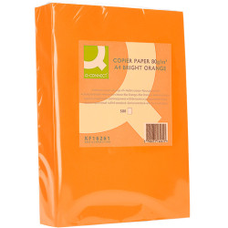Papel q-connect color, din a4, 80 grs/m². naranja intenso, paquete de 500 hojas