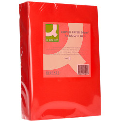 Papel q-connect color, din a4, 80 grs/m². rojo intenso, paquete de 500 hojas