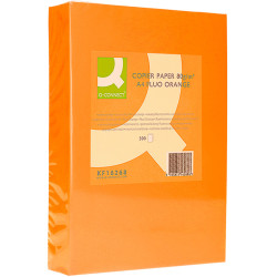 Papel q-connect color, din a4, 80 grs/m². naranja neón, paquete de 500 hojas