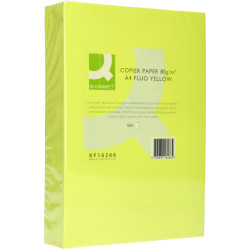 Papel q-connect color, din a4, 80 grs/m². amarillo neón, paquete de 500 hojas