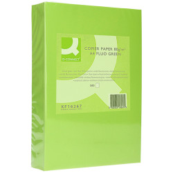 Papel q-connect color, din a4, 80 grs/m². verde neón, paquete de 500 hojas