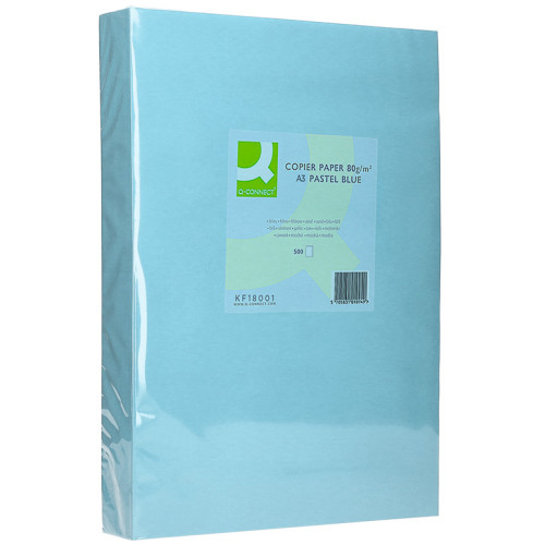 Papel q-connect color, din a3, 80 grs/m². celeste, paquete de 500 hojas