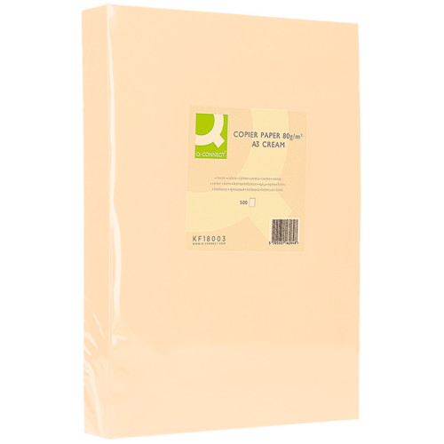 Papel q-connect color, din a3, 80 grs/m². crema, paquete de 500 hojas