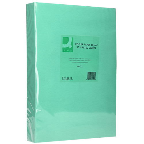 Papel q-connect color, din a3, 80 grs/m². verde, paquete de 500 hojas