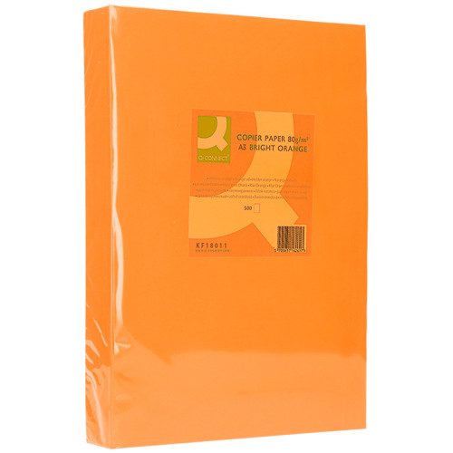Papel q-connect color, din a3, 80 grs/m². naranja intenso, paquete de 500 hojas