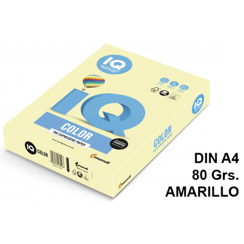 Papel iq color pálido, din a4, 80 grs/m². amarillo, paquete de 500 hojas
