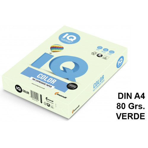 Papel iq color pálido, din a4, 80 grs/m². verde, paquete de 500 hojas