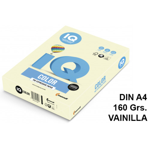 Papel iq color pálido, din a4, 160 grs/m². vainilla, paquete de 250 hojas