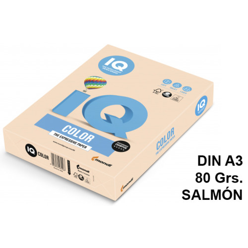 Papel iq color pálido, din a3, 80 grs/m². salmón, paquete de 500 hojas