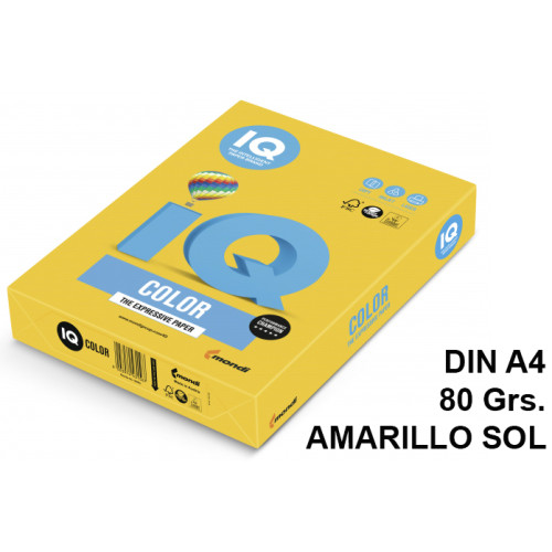 Papel iq color intenso, din a4, 80 grs/m². amarillo sol, paquete de 500 hojas