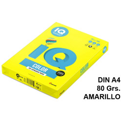 Papel iq color neón, din a4, 80 grs/m². amarillo, paquete de 500 hojas.