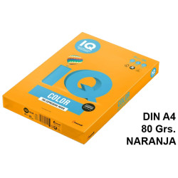 Papel iq color neón, din a4, 80 grs/m². naranja, paquete de 500 hojas