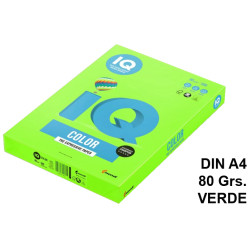 Papel iq color neón, din a4, 80 grs/m². verde, paquete de 500 hojas