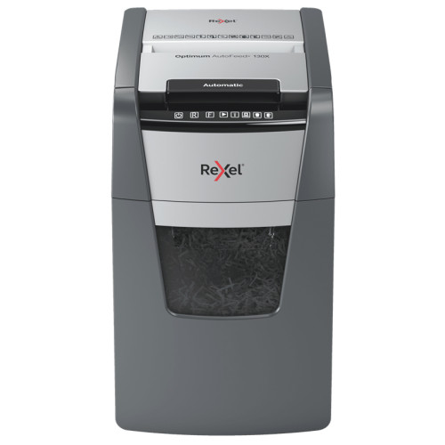 Destructora de papel automática rexel optimum autofeed+ 130x eu, corte en partículas